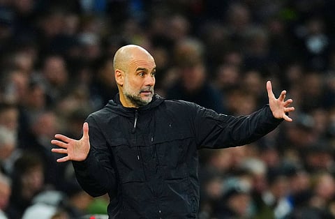 Pep Guardiola instructs from the touchline