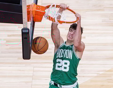 Hugo Gonzalez of Boston Celtics with a dunk