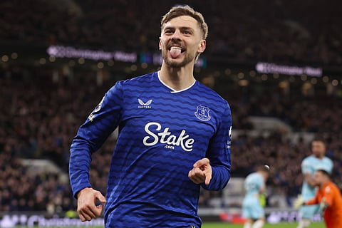 Kiernan Dewsbury-Hall celebrates his goal against Burnley