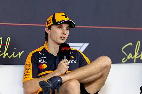 Oscar Piastri addresses the media