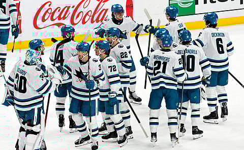 San Jose Sharks celebrate their win