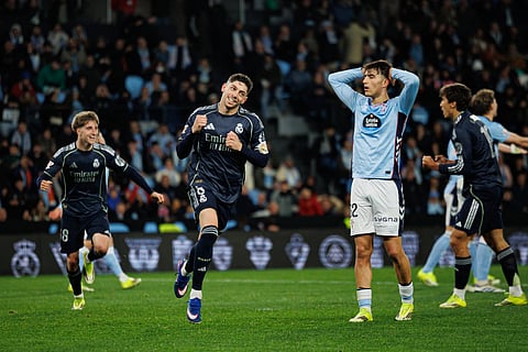 Federico Valverde celebrates his goal against Celta Vigo