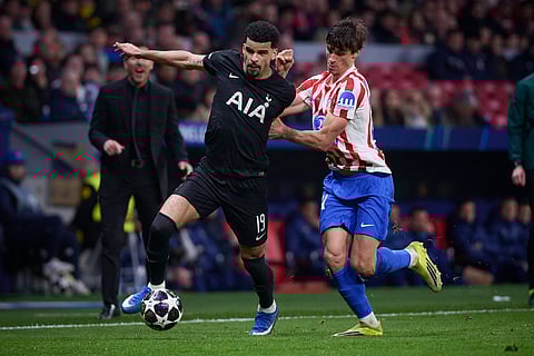 Dominic Solanke in action against Atletico Madrid