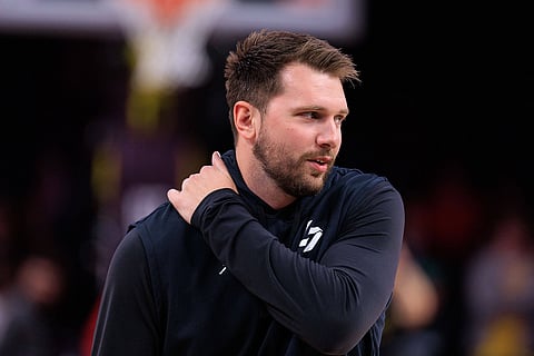 Luka Doncic of Los Angeles Lakers during warmups