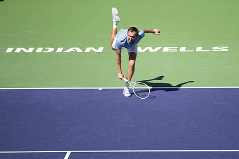Daniil Medvedev in action at the Indian Wells