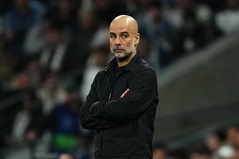 Pep Guardiola during the midweek UCL clash against Real Madrid 