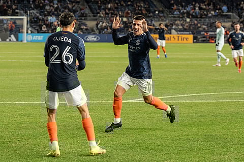 Nicolas Fernandez celebrates scoring goal against Colorado Rapids