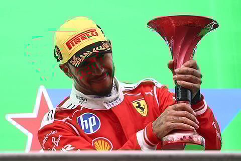 Lewis Hamilton at the podium