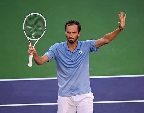 Daniil Medvedev celebrates win over Carlos Alcaraz