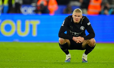 Erling Haaland  reacts after dropping points to West Ham United