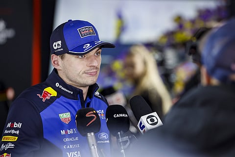 Max Verstappen addresses the media