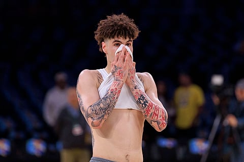 LaMelo Ball of Charlotte Hornets during warmups
