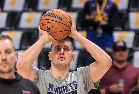 Denver Nuggets player Nikola Jokic during warmups