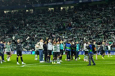 Sporting Lisbon players celebrate their win over Bodo/Glimt