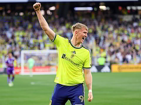 Sam Surridge celebrates a goal against Orlando City