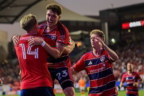 FC Dallas celebrate their goal against Houston Dynamo