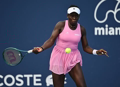 Victoria Mboko in action