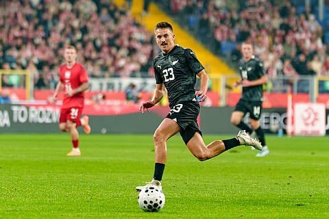Ryan Thomas in action for the New Zealand national team