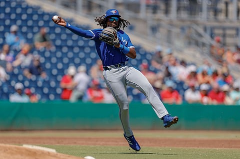 Toronto Blue Jays baseman Charles McAdoo in action