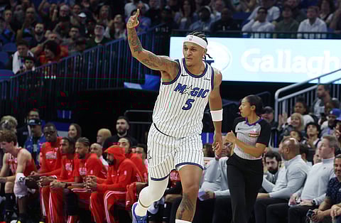 Paolo Banchero celebrates after scoring