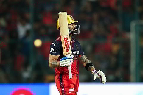 Virat Kohli celebrates his half-century against Sunrisers Hyderabad
