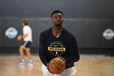 Zion Williamson during a practice session