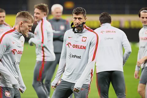 Poland players during practice session ahead of Sweden clash