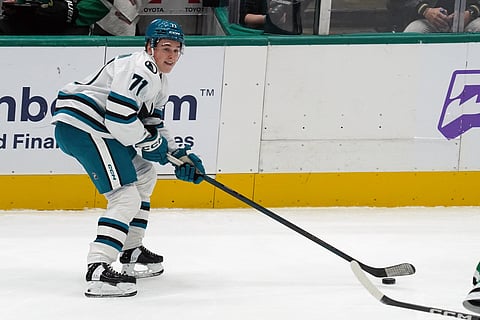 Macklin Celebrini in action 