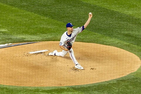 Texas Rangers pitcher Mackenzie Gore in action