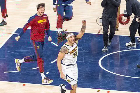 Aaron Gordon celebrates after scoring