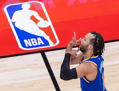 Jalen Brunson celebrates after scoring