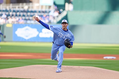 Seth Lugo during warm up 