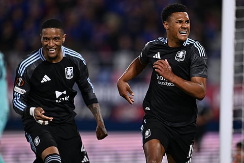 Ollie Watkins celebrates with Ezri Konsa