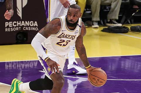 Los Angeles Lakers forward LeBron James in action 