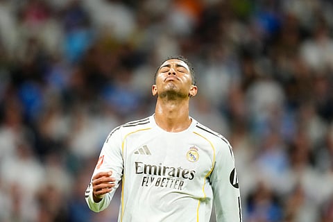 Jude Bellingham reacts after a missed opportunity against Girona FC