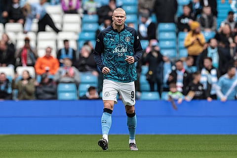 Manchester City forward Erling Haaland during training session