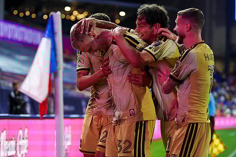 Timo Baumgartl celebrates his goal with teammates