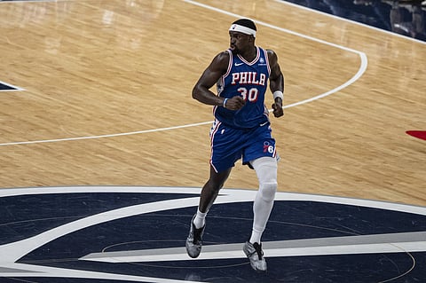 Adem Bona of  Philadelphia 76ers in action