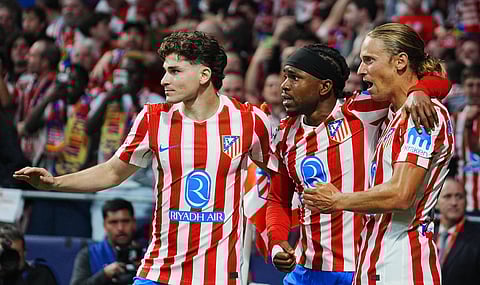 Ademola Lookman celebrates his goal with teammates