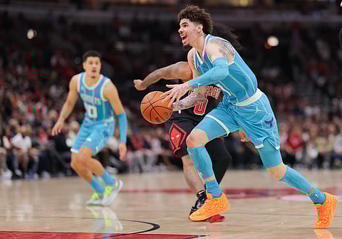 LaMelo Ball of Charlotte Hornets in action
