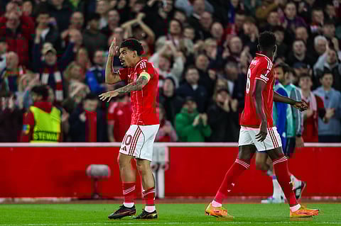 Morgan Gibbs-White celebrates his goal vs FC Porto