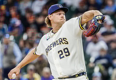 Milwaukee Brewers pitcher Trevor Megill in action
