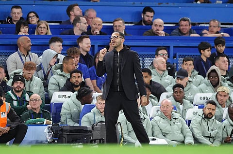 Liam Rosenior on the touchline against Manchester United