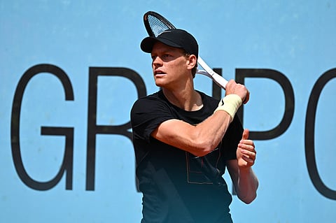 Jannik Sinner during training session in Madrid