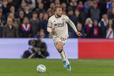 West Ham United captain Jarrod Bowen in action