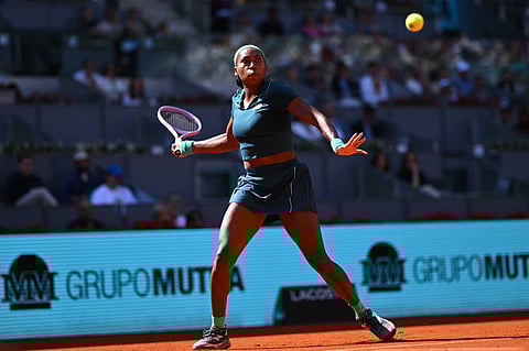 Coco Gauff in action at Madrid Open