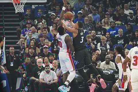 Desmond Bane in action against Detroit Pistons