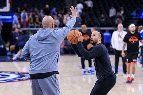 New York Knicks' Jalen Brunson during warm ups