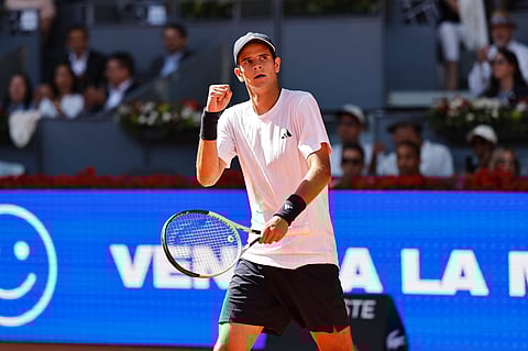 Rafa Jodar celebrates a point against Vit Kopriva