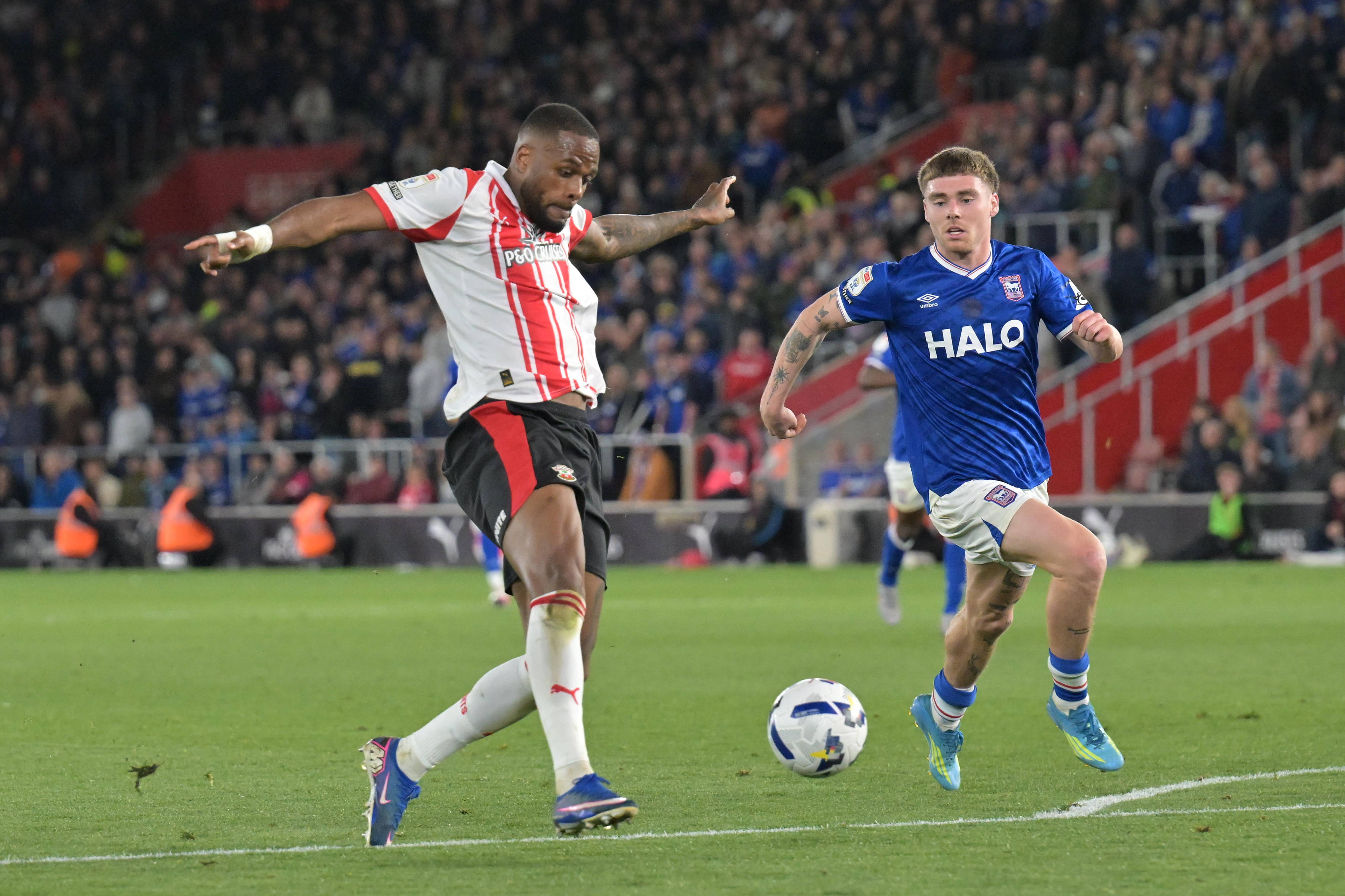 Ipswich Town and Southampton players in action